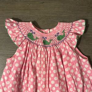 Smocked Girls Pink Whale Dress